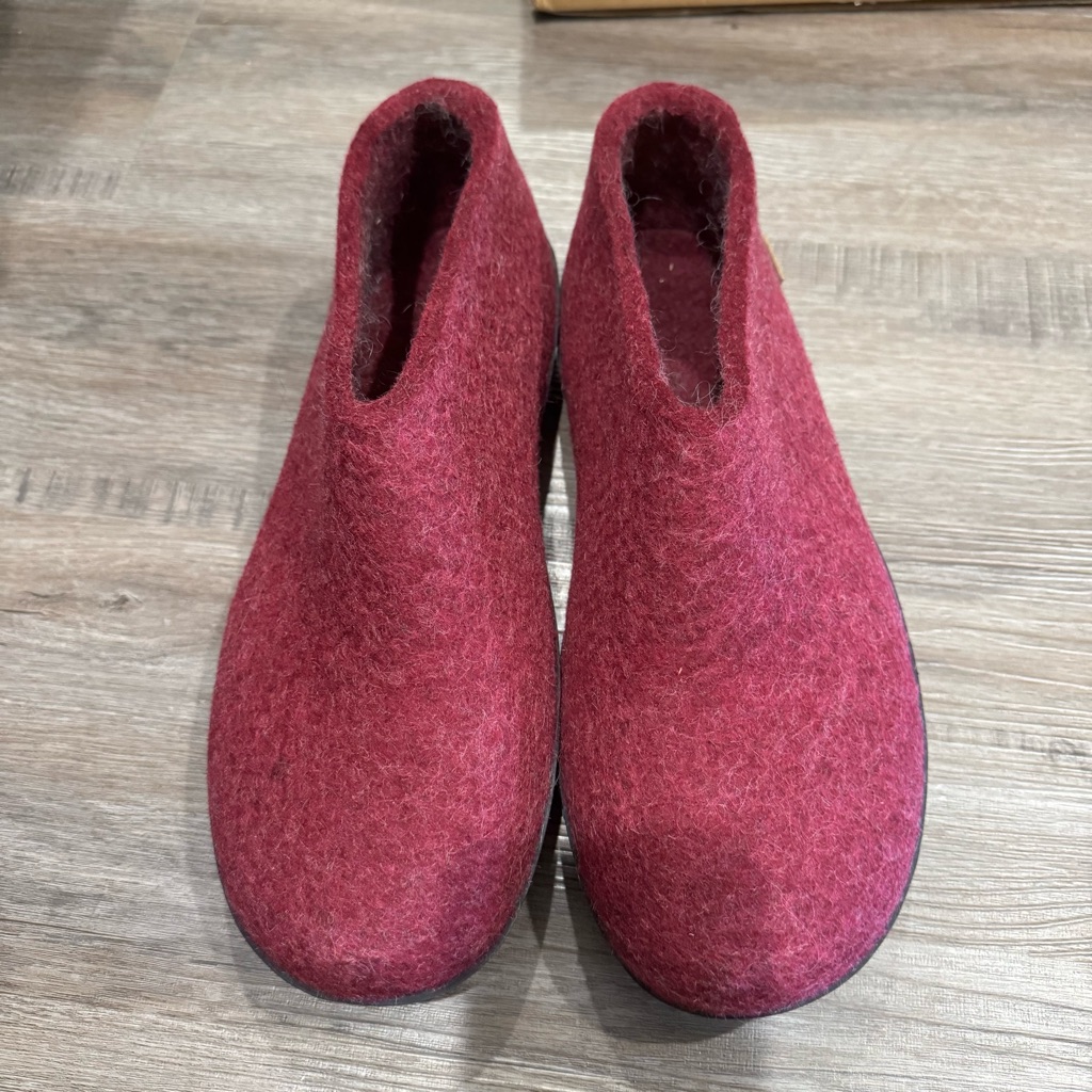 Glerups Cranberry Wool Black Rubber Slip On Slippers — image 2 of 8